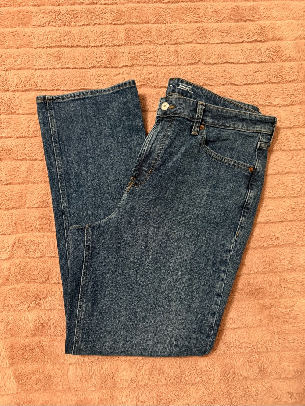 Old Navy Extra High-Rise Straight Jeans in Medium Blue